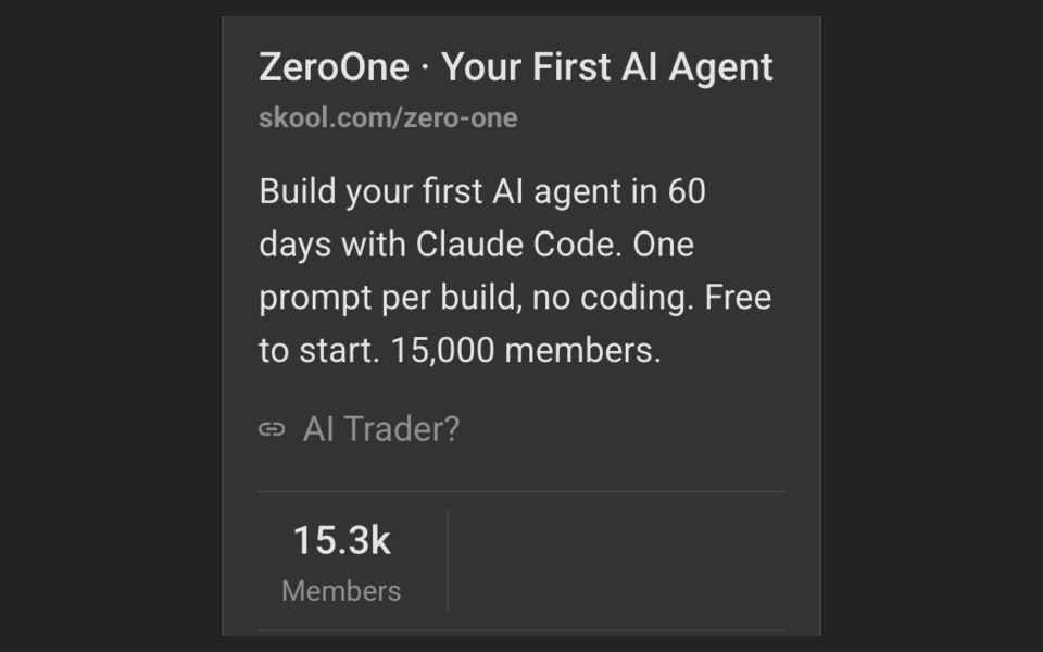Zero One Skool community: 15.3k members